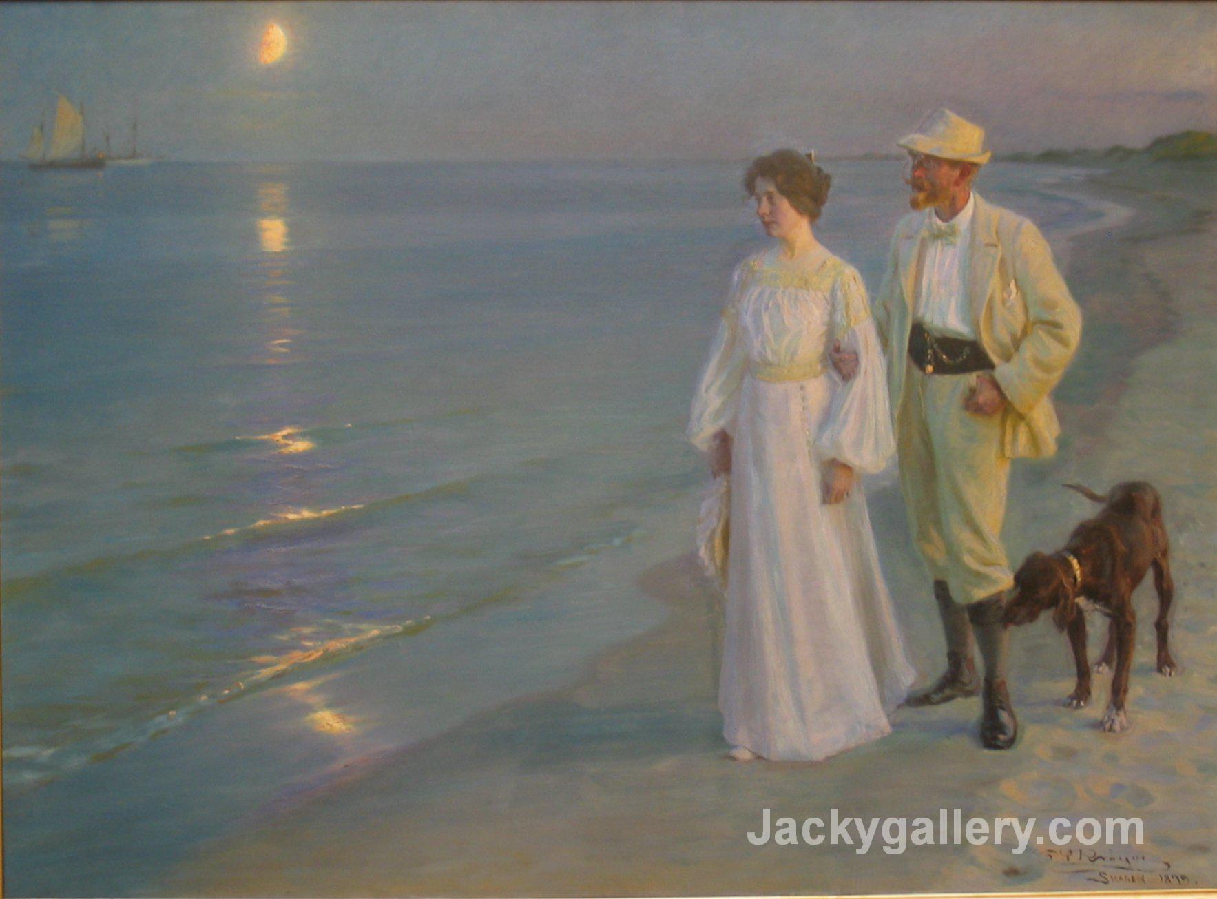 Summer evening on Skagens beach by Peder Severin Kroyer paintings reproduction